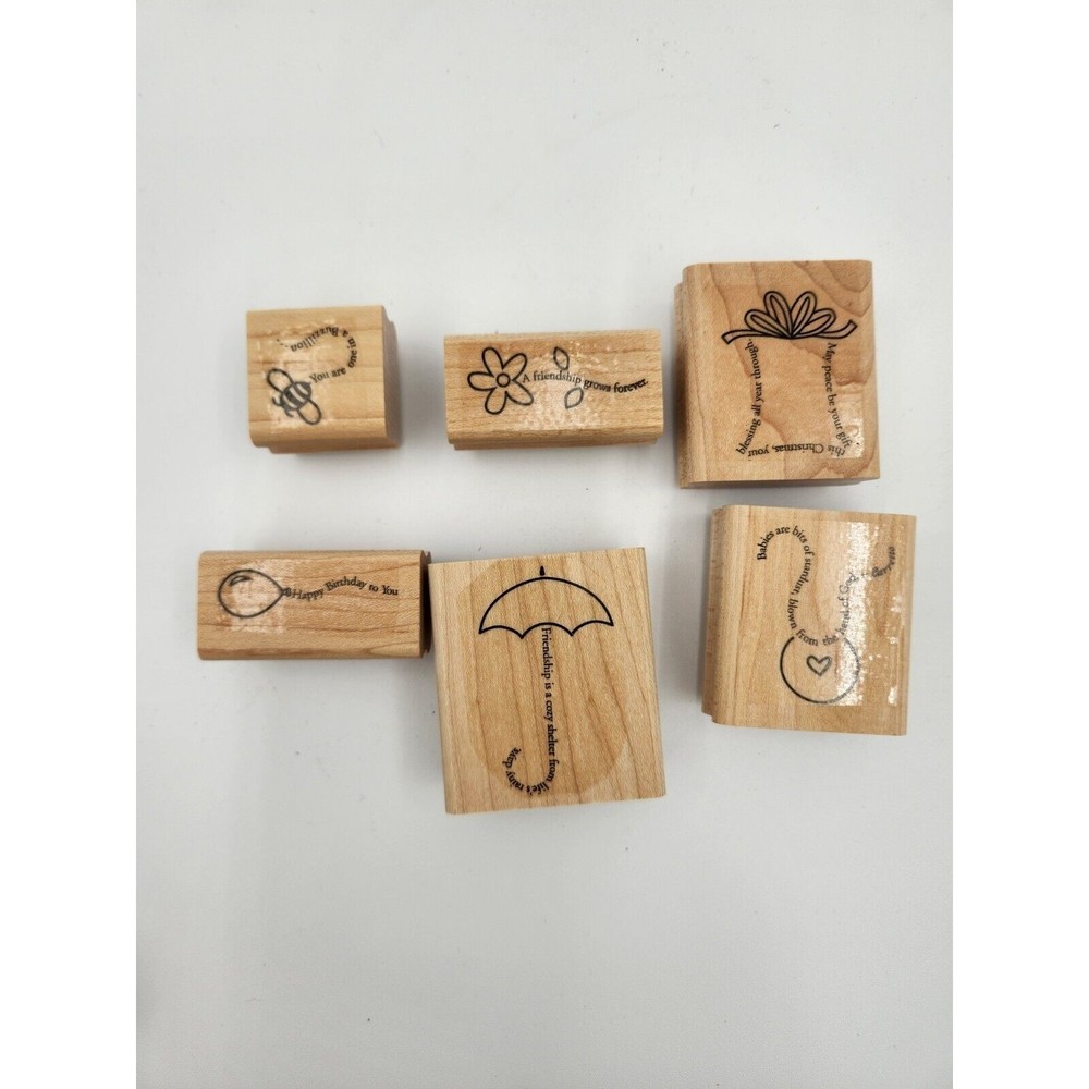 Stampin' Up! The‎ Fine Print Wood Mount Stamp Christmas Baby Birthday Friendship
